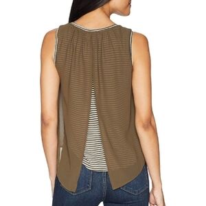 Bobeau Women's‎ M Layered Strip Open Back Tank Blouse Fairy Grunge